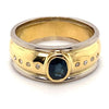 18CT YELLOW & WHITE GOLD RAIL EDGE SAPPHIRE & DIAMOND DRESS RING VALUED @ $5999