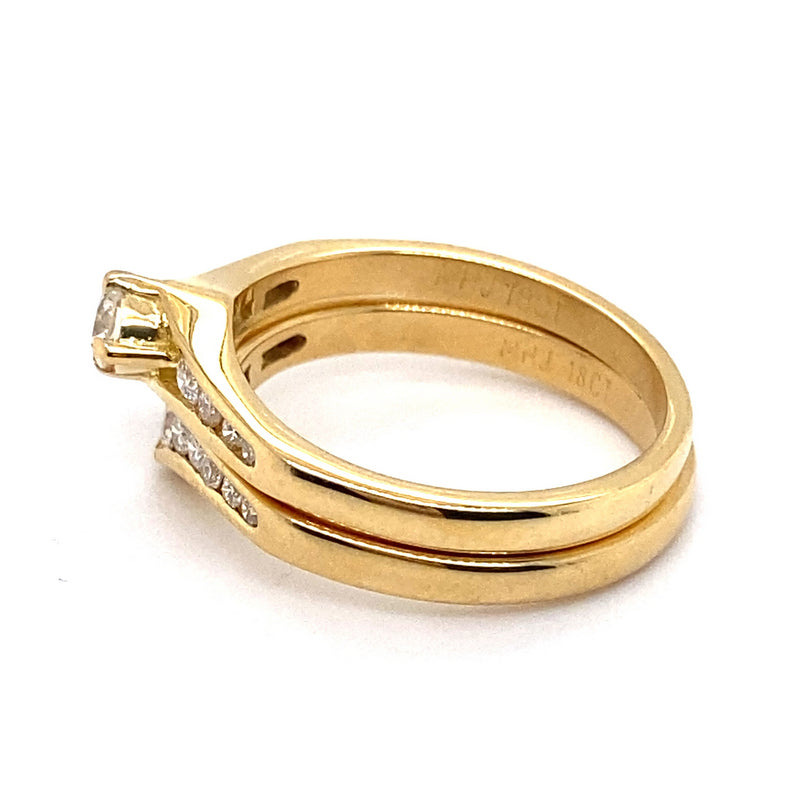 18CT YELLOW GOLD THICKENED TOP DIAMOND BRIDAL SET VALUED @ $4199