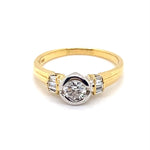 18CT YELLOW & WHITE GOLD THICKENED TOP DIAMOND DRESS RING VALUED @ $4799