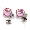 14CT WHITE GOLD CREATED PINK SAPPHIRE & DIAMOND EARRING