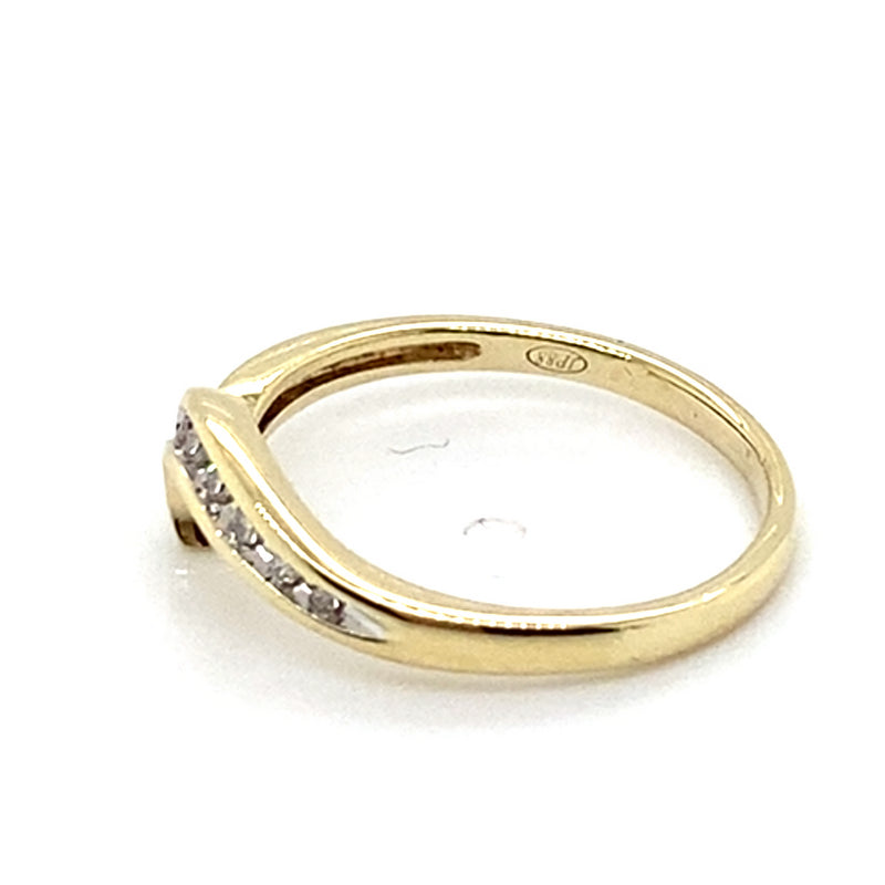 9CT YELLOW GOLD CHANNEL SET DIAMONDS IN FITTED WEDDING RING