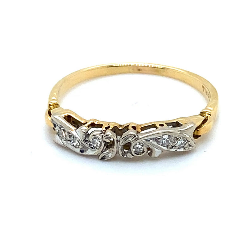 18CT YELLOW GOLD & PALLADIUM GALLERIED DIAMOND DRESS RING VALUED @ $1549