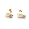 18CT YELLOW GOLD PEARL & DIAMOND STUD EARRINGS VALUED @ $1999