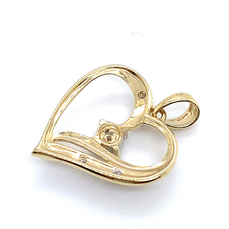 9CT YELLOW GOLD DIAMOND SET IN HEART SHAPE PENDANT