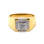 18CT YELLOW GOLD THICKENED TOP MENS DIAMOND DRESS RING VALUED @ $5499