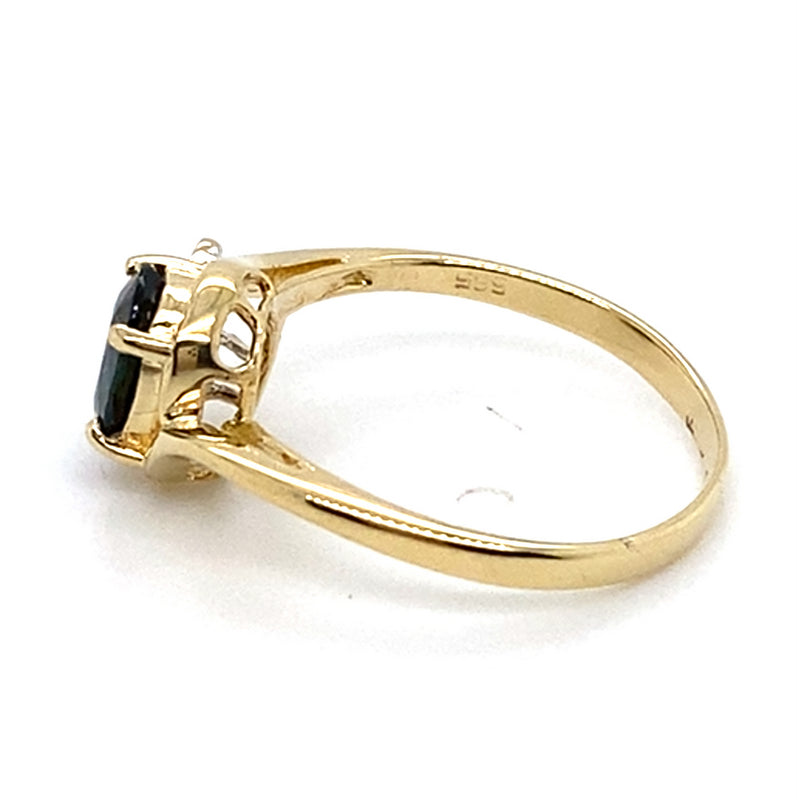 14CT YELLOW GOLD OVAL SAPPHIRE & DIAMOND DRESS RING
