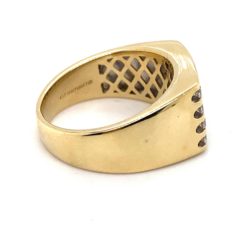 10CT YELLOW GOLD THICKENED TOP MENS DIAMOND DRESS RING VALUED @ $3499