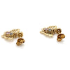 9CT YELLOW GOLD BLUE & PINK STONES SET IN BUTTERFLY STUD EARRING