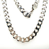 SILVER 57CM SOLID DIAMOND CUT CURB LINK CHAIN