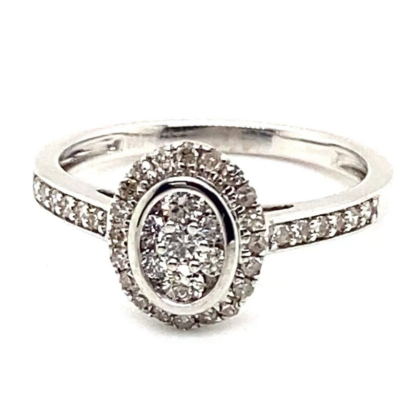 9CT WHITE GOLD FLOW UP STYLE DIAMOND DRESS RING VALUED @ $2799