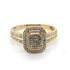 9CT YELLOW GOLD DIAMONDS SET IN RAISED CLUSTER DRESS RING