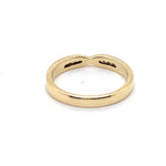 9CT YELLOW GOLD CHANNEL SET DIAMONDS IN CROSS OVER PATTERN DRESS RING