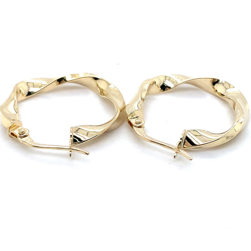 9CT YELLOW GOLD ROUND TWIST HOOP EARRINGS