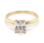 14CT YELLOW GOLD CUBIC ZIRCONIA SET IN RAISED SETTING DRESS RING