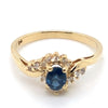 9CT YELLOW GOLD SAPPHIRE & DIAMOND IN WRAP AROUND SHOULDER DRESS RING