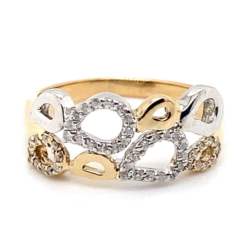 DIAMONDS SET IN PEAR SHAPE 9CT YELLOW & WHITE GOLD SETTING