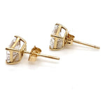 9CT YELLOW GOLD EMERALD CUT CUBIC ZIRCONIAS STUD EARRINGS
