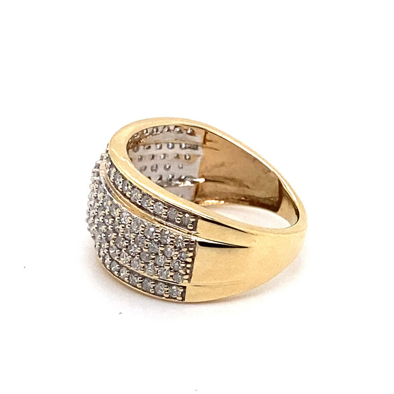 9CT YELLOW GOLD DIAMONDS SET IN THICKENED TOP DRESS RING VALUED @ $3499