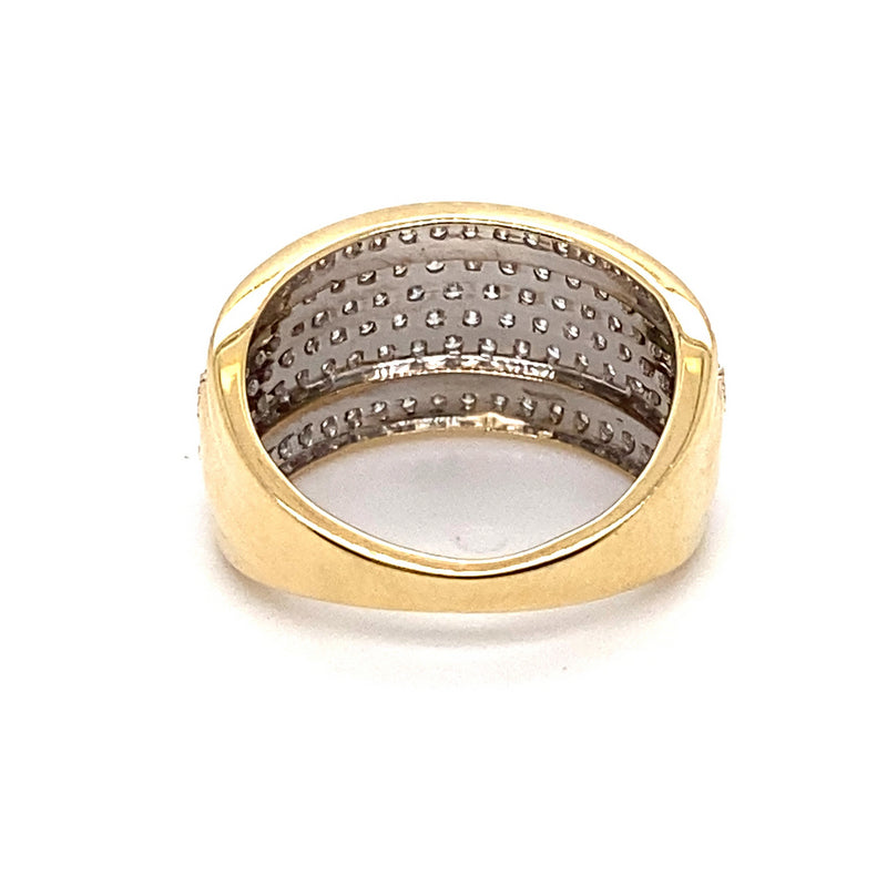 9CT YELLOW GOLD DIAMONDS SET IN THICKENED TOP DRESS RING VALUED @ $3499