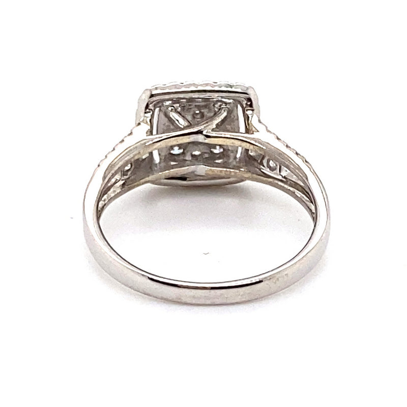 9CT WHITE GOLD SPLIT SHOULDER DIAMOND DRESS RING VALUED @ $3499