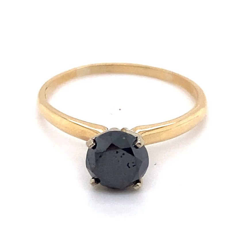 14CT YELLOW & WHITE GOLD BLACK DIAMOND DRESS RING VALUED @ $2899