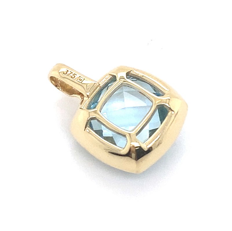 9CT YELLOW GOLD CHECKERBOARD PATTERN TOPAZ PENDANT