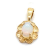 9CT YELLOW GOLD LIGHT OPAL SET IN FLOWER PATTERN PENDANT