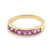 9CT YELLOW GOLD CHANNEL SET SYNTHETIC PINK SAPPHIRES DRESS RING