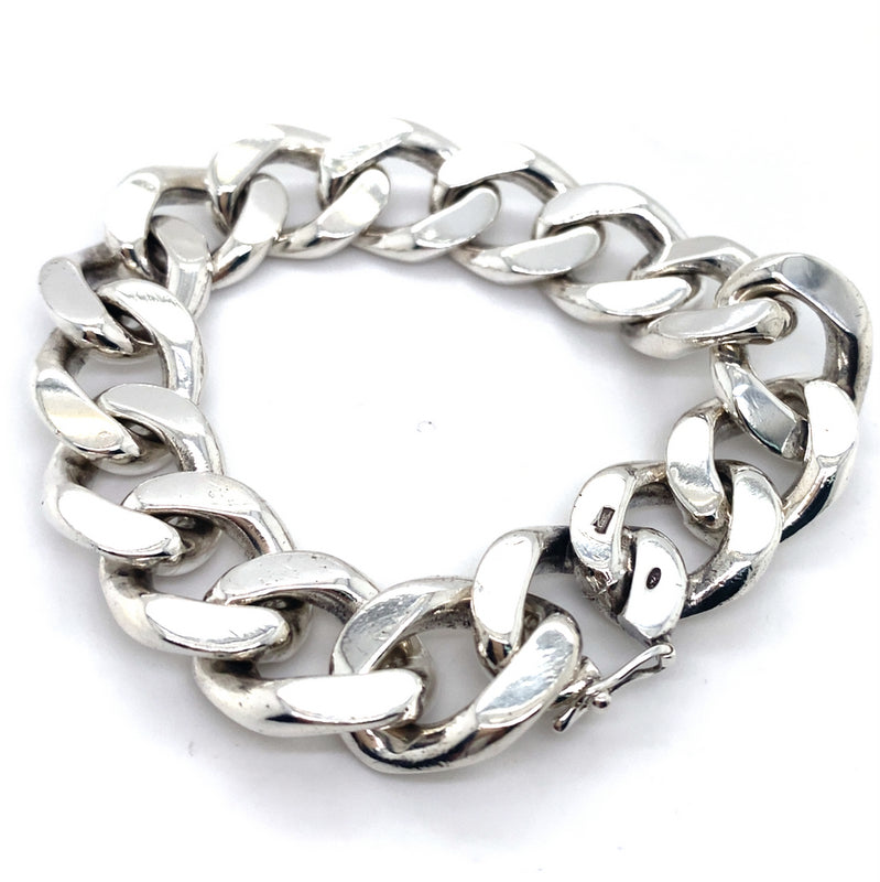 22CM SILVER SOLID CURB LINK BRACELET