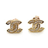 9CT YELLOW GOLD CUBIC ZIRCONIAS SET IN CROSS OVER C STUD EARRINGS