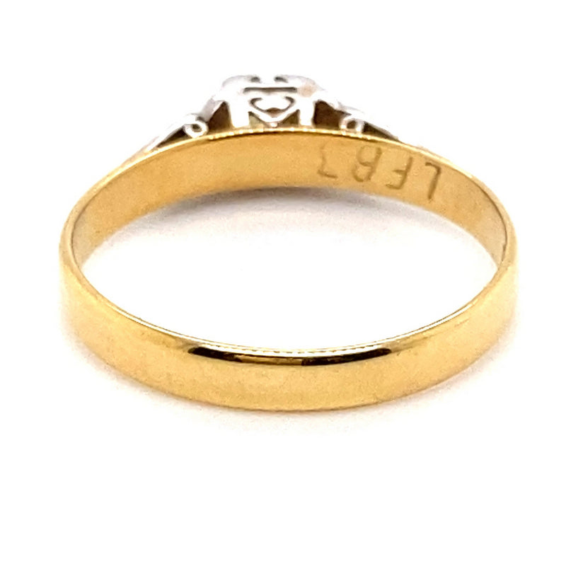 18CT YELLOW & WHITE GOLD EUROPEAN CUT DIAMOND DRESS RING VALUED @ $1399