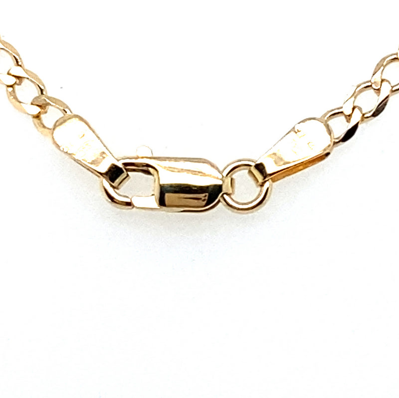 9CT YELLOW GOLD 50CM FLAT OPEN DIAMOND CUT CURB LINK CHAIN