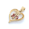 9CT YELLOW GOLD NATURAL RUBIES & DIAMONDS SET IN HEART SHAPE PENDANT