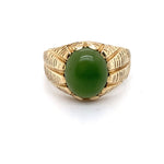 10CT YELLOW GOLD THICKENED TOP JADEITE DRESS RING VALUED @ $1499