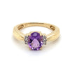 9CT YELLOW GOLD AMETHYST & DIAMOND DRESS RING