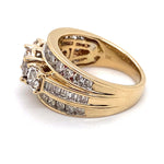 9CT YELLOW & WHITE GOLD THICKENED TOP DIAMOND DRESS RING VALUED @ $5499