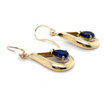 9CT YELLOW GOLD SYNTHETIC SAPPHIRE WITH SHEPHERD HOOK EARRINGS