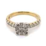 9CT YELLOW & WHITE GOLD THICKENED TOP STYLE DIAMOND DRESS RING VALUED @ $2899