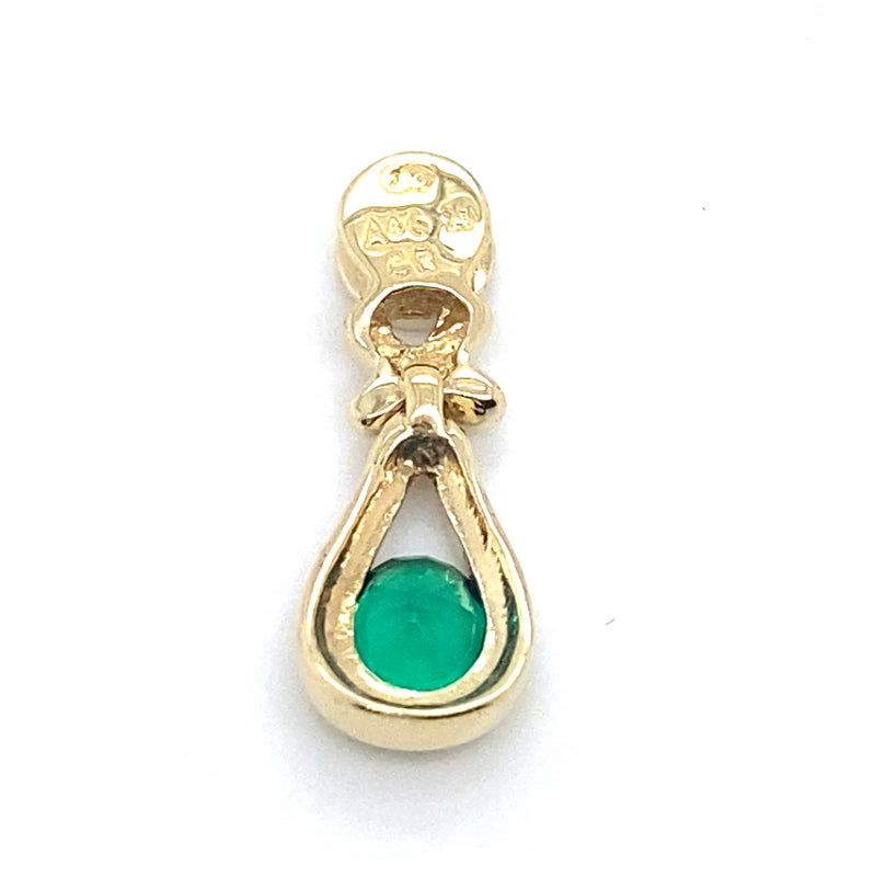 9CT YELLOW GOLD DIAMOND & SYNTHETIC EMERALD PENDANT