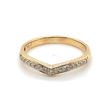 9CT YELLOW GOLD DIAMONDS SET IN V SHAPE DRESS RING
