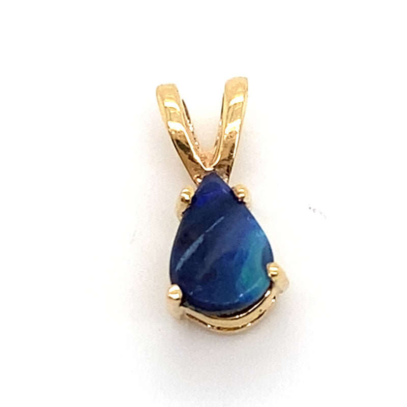 18CT YELLOW GOLD CABOCHON CUT BOULDER OPAL PENDANT