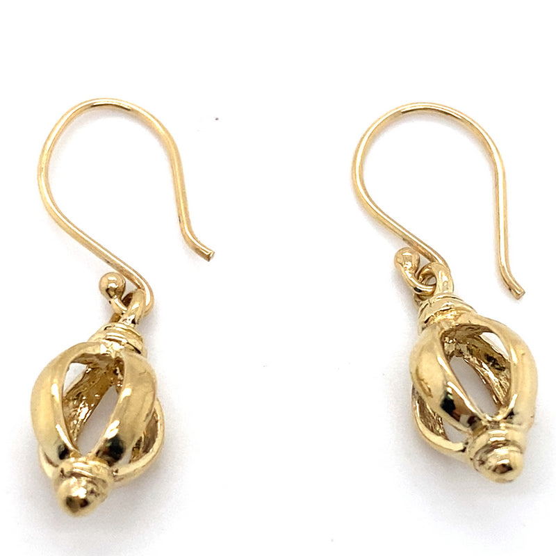 9CT YELLOW GOLD BALL CAGE DROP EARRING