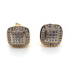 9CT YELLOW GOLD DIAMONDS SET IN THE CUSHION CLUSTER STUD EARRINGS
