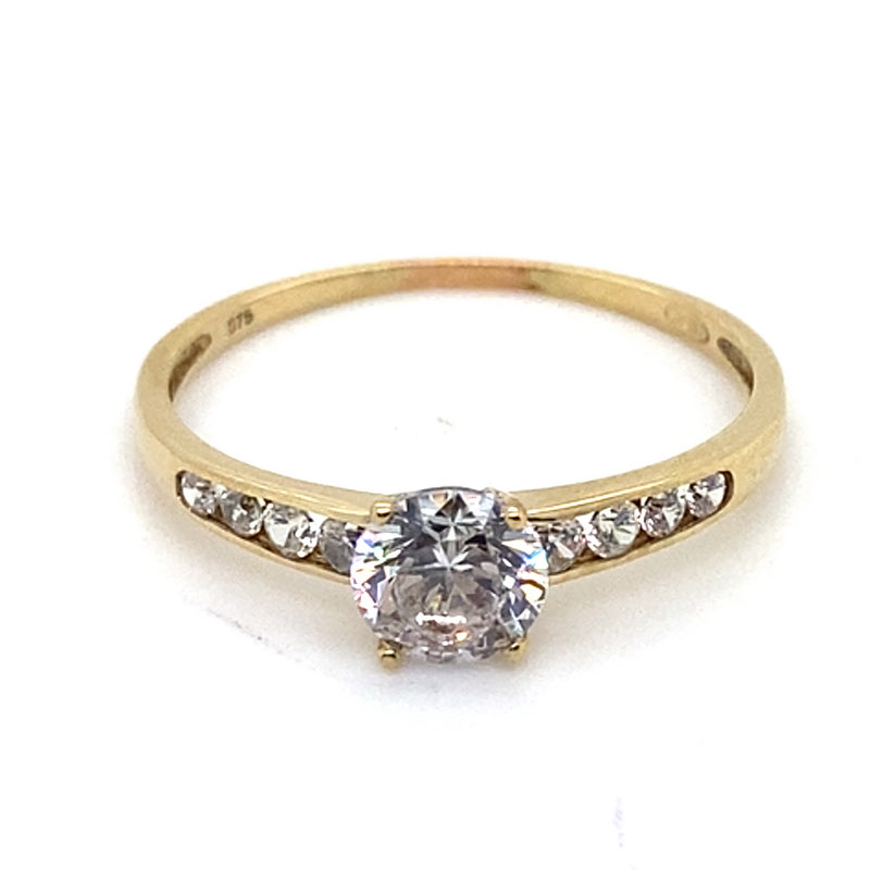 9CT YELLOW GOLD CUBIC ZIRCONIA SET DRESS RING