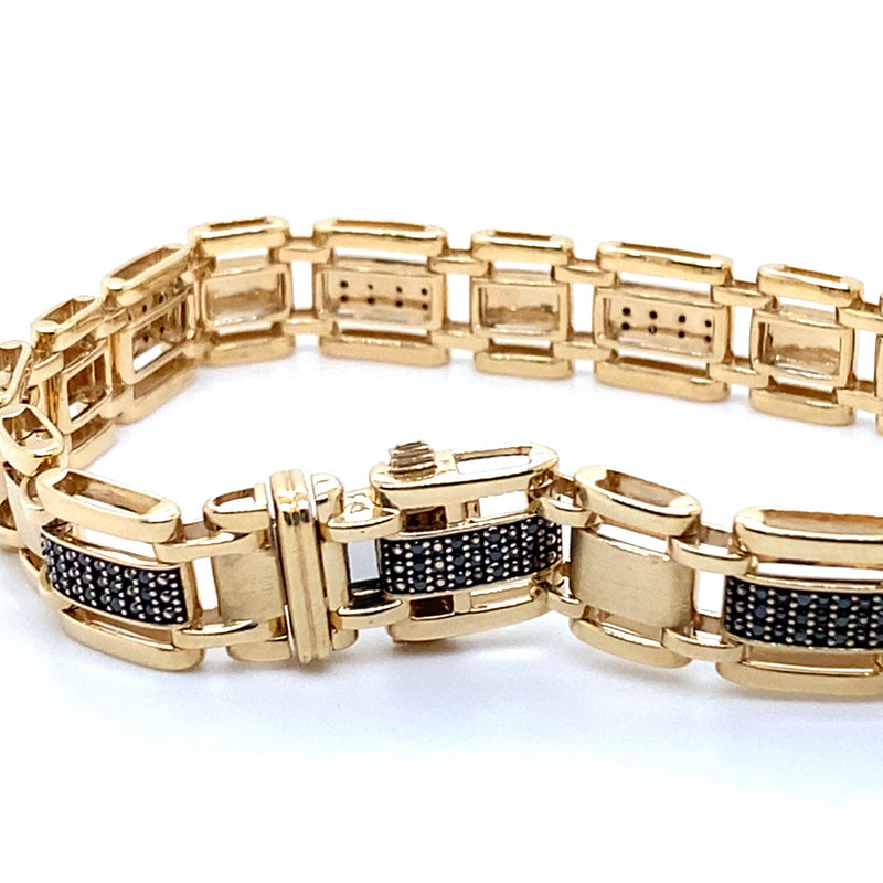 10CT YELLOW GOLD 22CM GATE STYLE DIAMOND BRACELET VALUED @ $5199