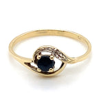9CT YELLOW GOLD SAPPHIRE & DIAMOND SET IN WRAP AROUND SETTING DRESS RING