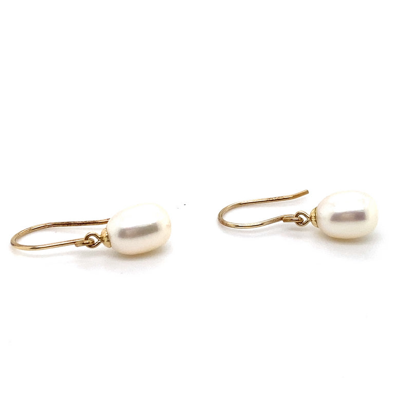 9CT YELLOW GOLD CULTURED PEARLS SET IN DROP STYLE EARRINGS