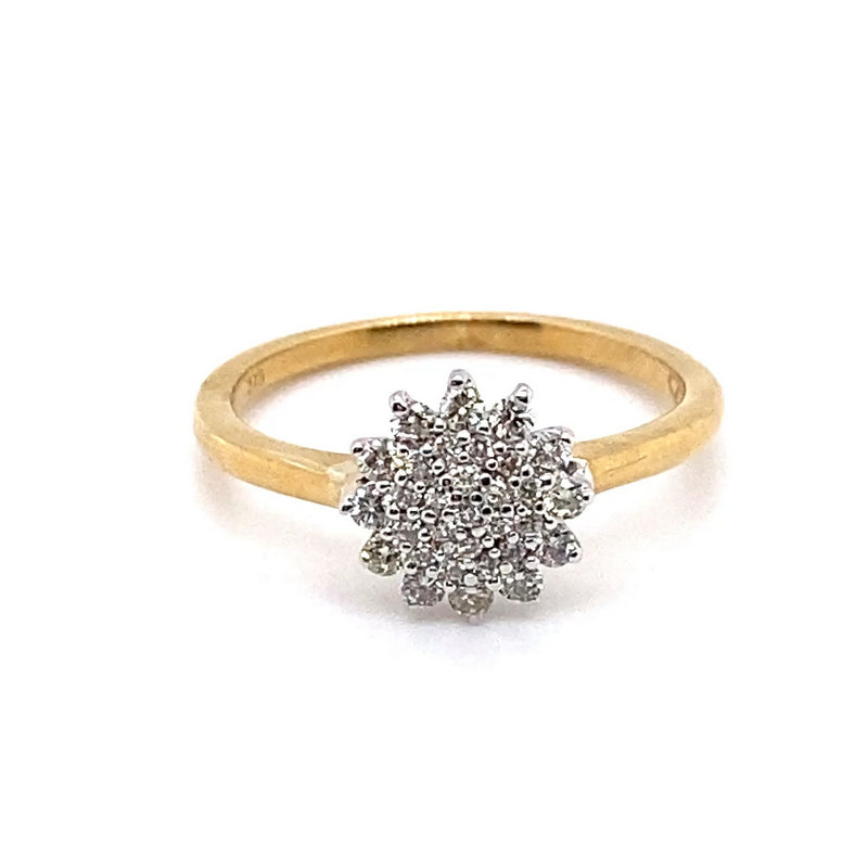 9CT YELLOW & WHITE GOLD DIAMOND DRESS RING VALUED @ $1799