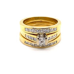 18CT YELLOW & WHITE GOLD JOINED THICKENED TOP BRIDAL SET VALUED @ $7599