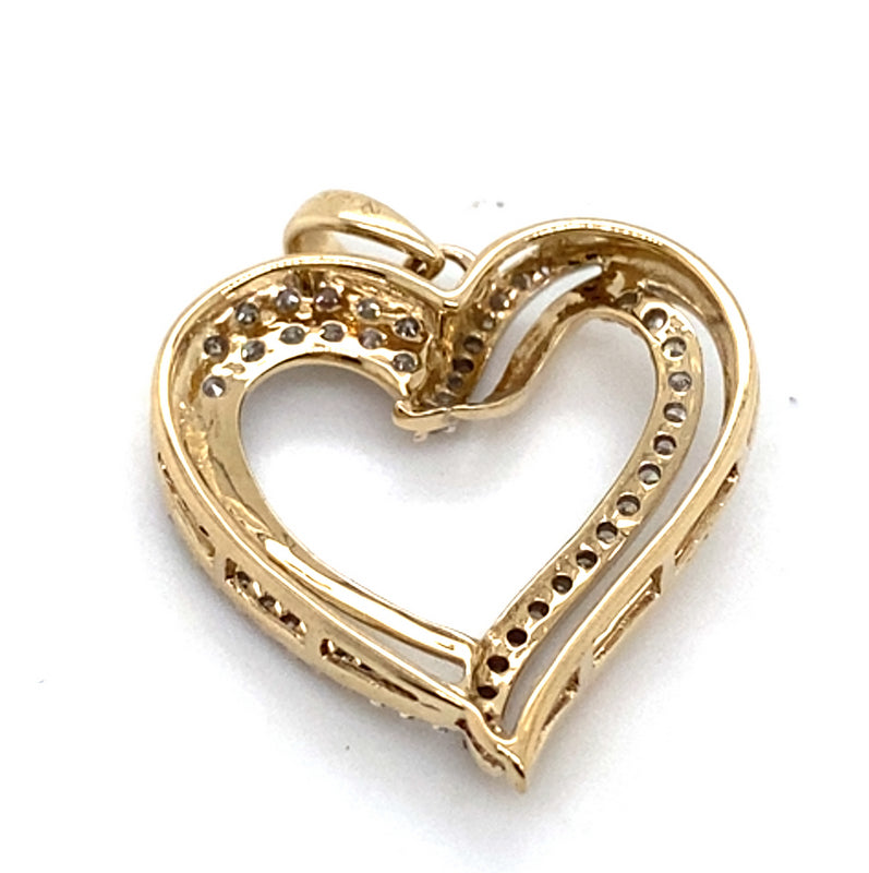 9CT YELLOW GOLD DIAMONDS SET IN HEART SHAPE PENDANT